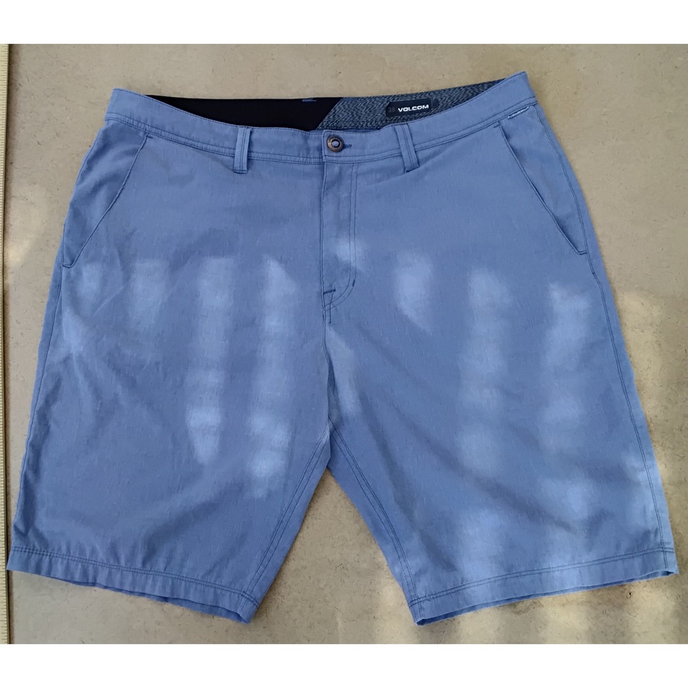 Volcom Frickin Modern Stretch Chino Shorts Mens 38 Light Blue Hybrid Casual